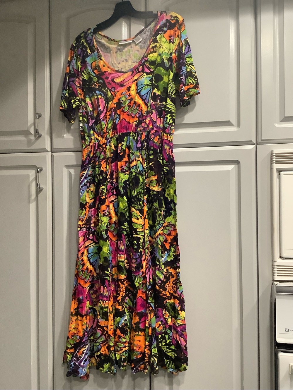 Draper & Damons Vibrant Multi Colored Butterfly Design Dress Sz L
